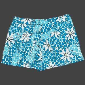 VTG Lilly Pulitzer Blue Leopard Floral Print Short Side Slit Size 10 Inseam 2”